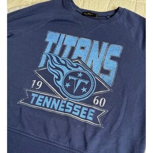 Junk Food Tennessee Titans Crew Neck Navy Raglan Graphic Sweatshirt Large NFL